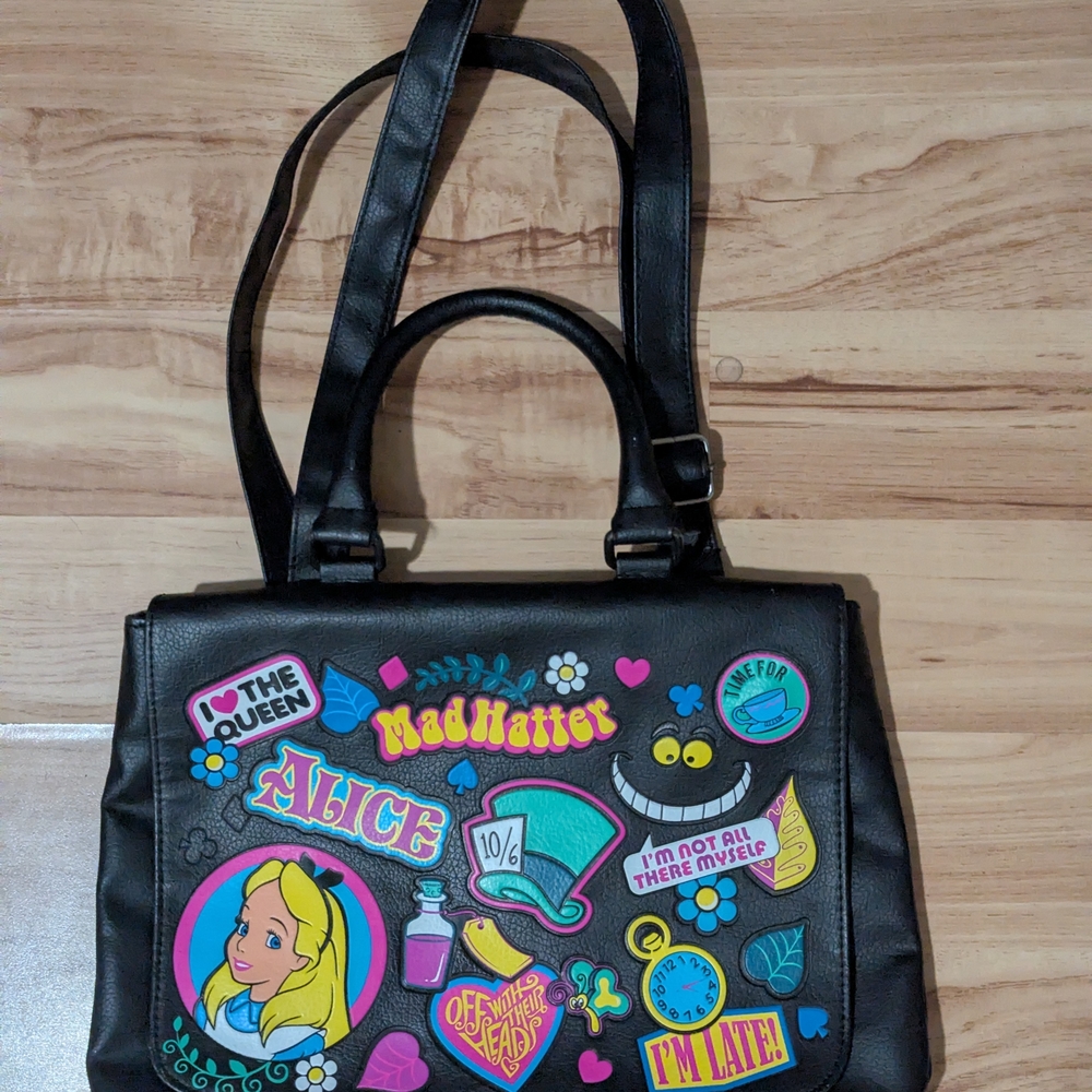 Loungefly Disney Alice in Wonderland Sticker Icons Satchel Bag - NWOT